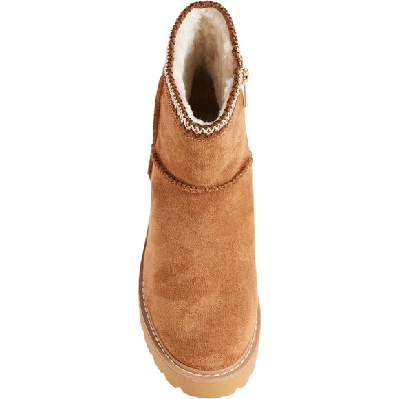 NEW C & C CALIFORNIA Lugged Sole Faux-Shearling Boots tan For Women 023 - Picture 3 of 6